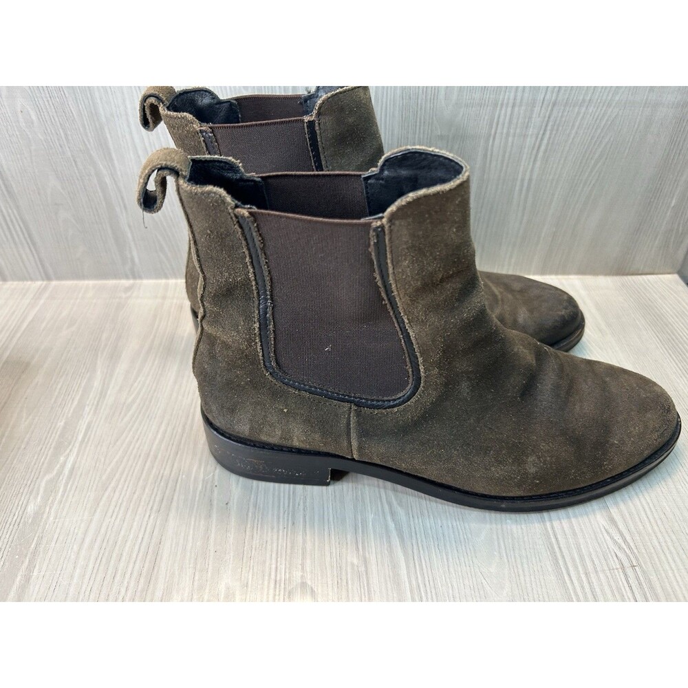 Thursday Dark Brown/Olive Suede Duchess Chelsea Ankle Boots Women Size 8